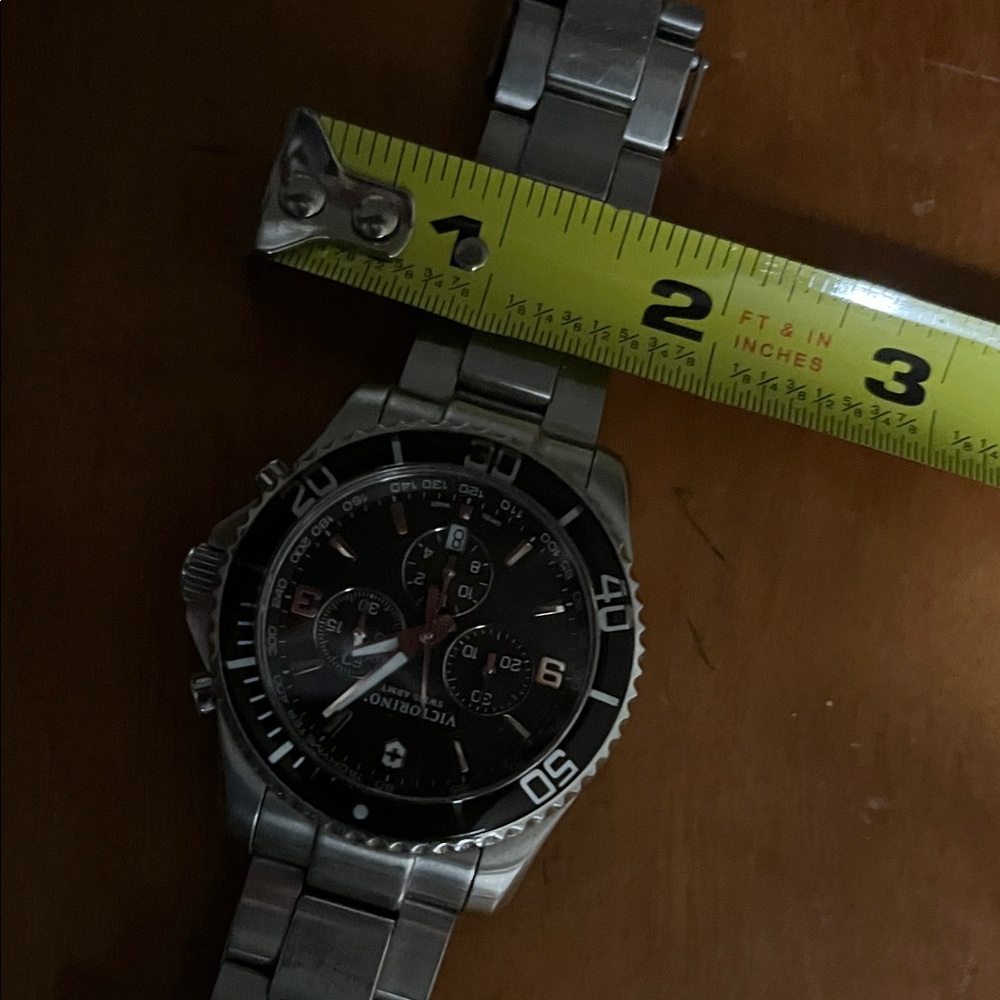 Victorinox Black Dial Silver Band Watch